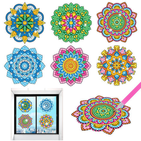 6Pcs/Set-Mandala-Diamond Glass Sticker