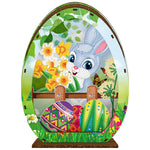 Easter Egg Rabbit Flower Basket-Wooden-Diamond Desktop Ornament With Lamp