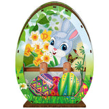 Easter Egg Rabbit Flower Basket-Wooden-Diamond Desktop Ornament With Lamp