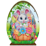 Easter Egg Rabbit Flower Basket-Wooden-Diamond Desktop Ornament With Lamp