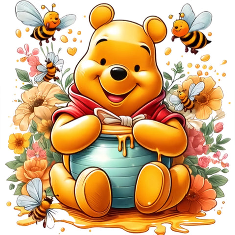 Winnie The Pooh-Full Round Diamond Painting-30x30cm