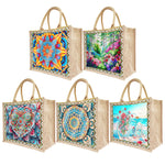 DIY Diamond Painting Linen Waterproof Handbag Shopping Storage Bag Totes Kit(with 2pcs diamond painting)