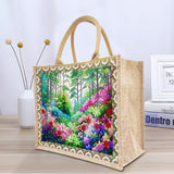 DIY Diamond Painting Linen Waterproof Handbag Shopping Storage Bag Totes Kit(with 2pcs diamond painting)