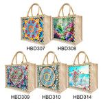 DIY Diamond Painting Linen Waterproof Handbag Shopping Storage Bag Totes Kit(with 2pcs diamond painting)