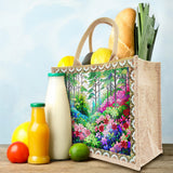 DIY Diamond Painting Linen Waterproof Handbag Shopping Storage Bag Totes Kit(with 2pcs diamond painting)