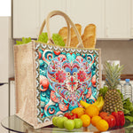 DIY Diamond Painting Linen Waterproof Handbag Shopping Storage Bag Totes Kit(with 2pcs diamond painting)