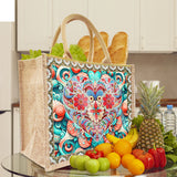 DIY Diamond Painting Linen Waterproof Handbag Shopping Storage Bag Totes Kit(with 2pcs diamond painting)