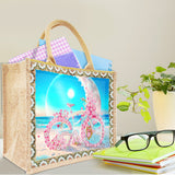 DIY Diamond Painting Linen Waterproof Handbag Shopping Storage Bag Totes Kit(with 2pcs diamond painting)