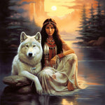 Beauty White Wolf-Full Round Diamond Painting-30x30cm