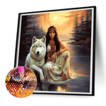 Beauty White Wolf-Full Round Diamond Painting-30x30cm