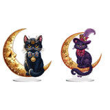 Moon Cat-Single Side Drill-Acrylic Diamond Desktop Ornament