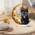 Moon Cat-Single Side Drill-Acrylic Diamond Desktop Ornament