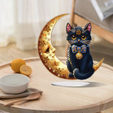 Moon Cat-Single Side Drill-Acrylic Diamond Desktop Ornament