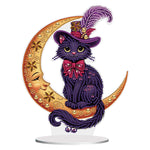 Moon Cat-Single Side Drill-Acrylic Diamond Desktop Ornament