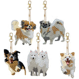 5Pcs/Set-Dog-Double Side Drill-Diamond Keychain