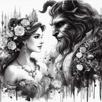 Beauty And The Beast-Full Round Diamond Painting-40x40cm