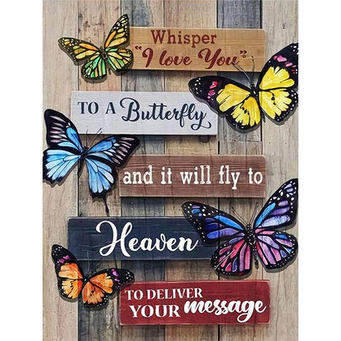 Butterfly Slogan-Full Round Diamond Painting-30x40cm