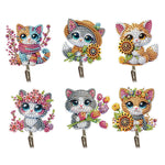 6Pcs/Set Animal-Diamond Art Craft Wall Hooks