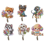 6Pcs/Set Animal-Diamond Art Craft Wall Hooks