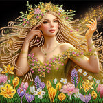 Girl With Long Golden Hair-Partial Special Diamond Painting-30x30cm