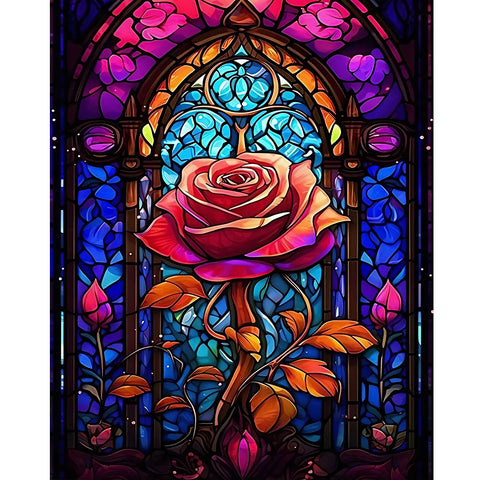 Rose Glass Painting-Full Round Diamond Painting-40x50cm