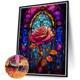 Rose Glass Painting-Full Round Diamond Painting-40x50cm