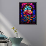 Rose Glass Painting-Full Round Diamond Painting-40x50cm