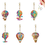 6Pcs/Set Hot Air Balloon-Double Side Drill-Diamond Keychain