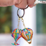 6Pcs/Set Hot Air Balloon-Double Side Drill-Diamond Keychain