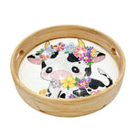 Animal-Round Diamond WoodenDinning Table Tray