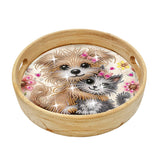 Animal-Round Diamond WoodenDinning Table Tray