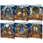 5/6Pcs/Set Halloween-Diamond Greeting Cards