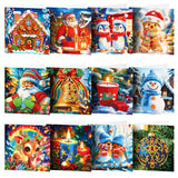 12Pcs/Set Christmas-Diamond Greeting Cards