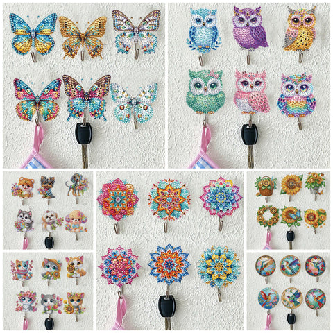 6Pcs/Set Animal-Diamond Art Craft Wall Hooks