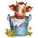 Bucket Cow-Full Round Diamond Painting-30x40cm