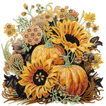 Autumn Pumpkin Sunflowers-Partial Special Diamond Painting-30x30cm