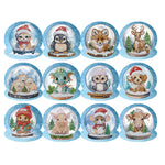 12Pcs/Set Christmas Animals-Diamond Greeting Cards