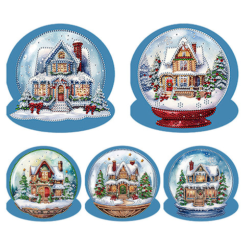 5Pcs/Set Christmas House-Diamond Greeting Cards