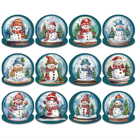 12Pcs/Set Christmas Crystal Ball-Diamond Greeting Cards