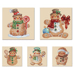 5Pcs/Set Christmas Gingerbread Man-Diamond Greeting Cards