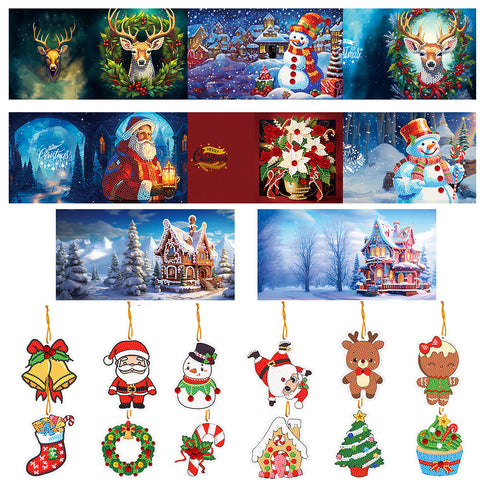 8Pcs/set Christmas-Diamond Greeting Cards