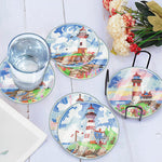 6Pcs/Set-Lighthouse-Acrylic Waterproof Diamond Coaster