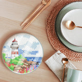 6Pcs/Set-Lighthouse-Acrylic Waterproof Diamond Coaster