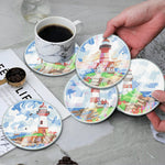 6Pcs/Set-Lighthouse-Acrylic Waterproof Diamond Coaster