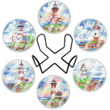 6Pcs/Set-Lighthouse-Acrylic Waterproof Diamond Coaster