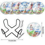 6Pcs/Set-Lighthouse-Acrylic Waterproof Diamond Coaster