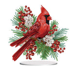 Christmas Cardinal-Single Side Drill-Diamond Desktop Ornament