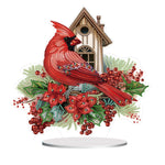 Christmas Cardinal-Single Side Drill-Diamond Desktop Ornament