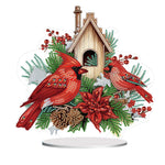 Christmas Cardinal-Single Side Drill-Diamond Desktop Ornament