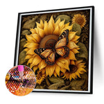 Sunflower Butterfly-Full Round Diamond Painting-30x30cm